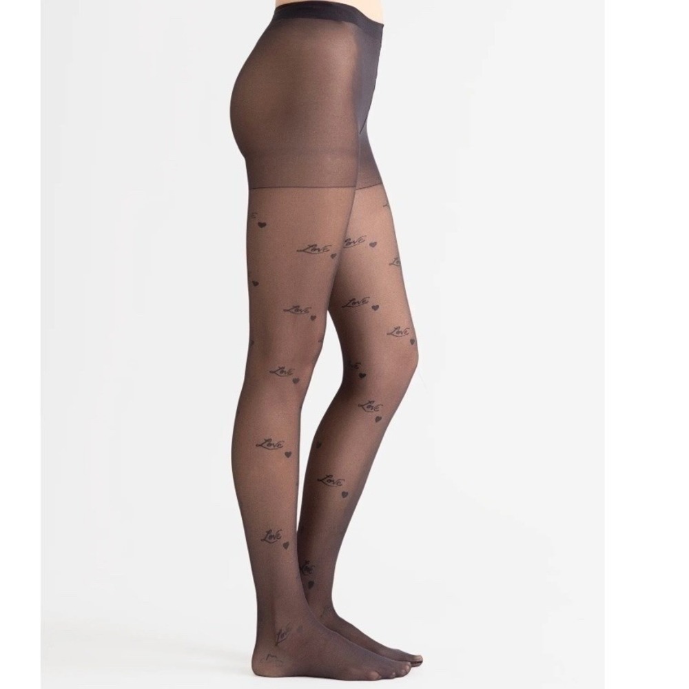 Joyspun‎ "Love" Tights Women's Size XXL Black Sheer 20 Denier